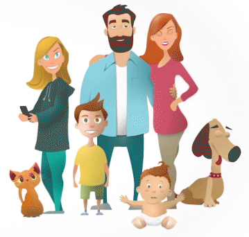 Familia ilustrada Psicólogos en Casa