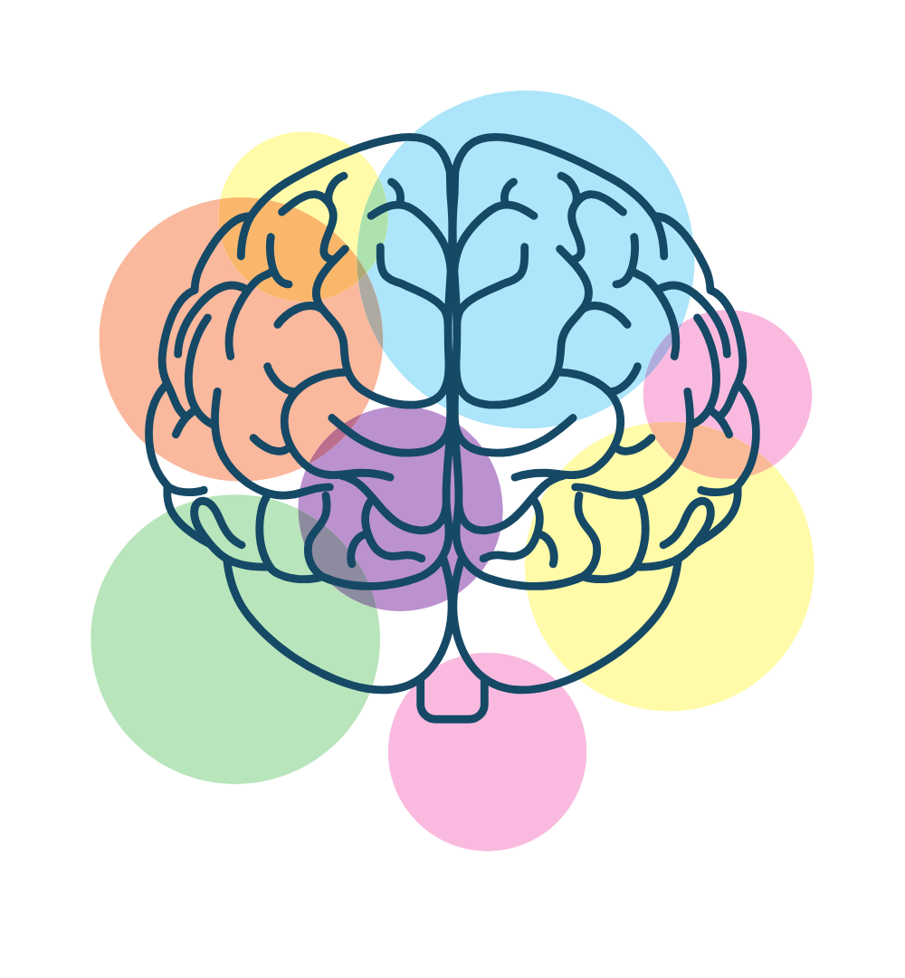 Ilustración colorida de un cerebro representando bienestar emocional